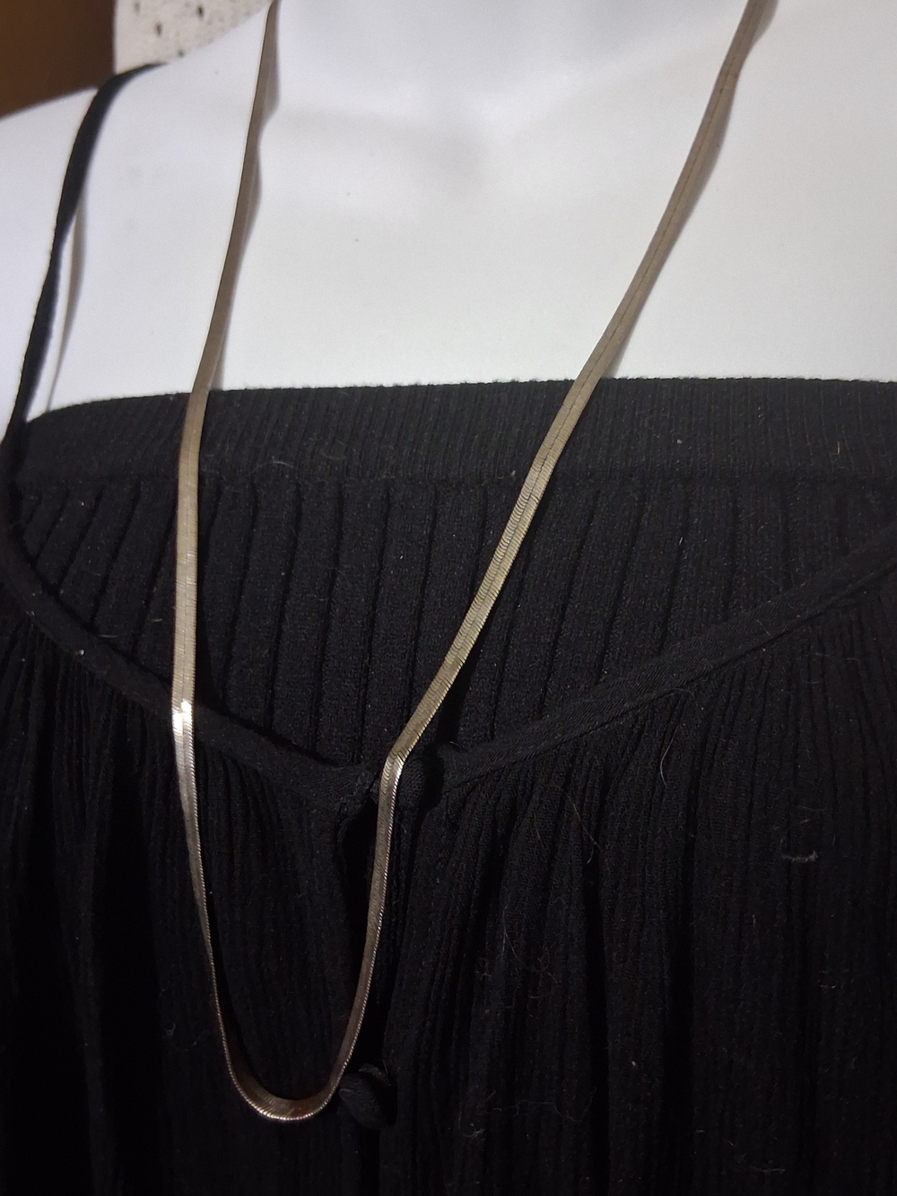 Long Silver Herringbone Necklace